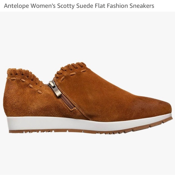 Antelope Brown Suede Slip-On Sneakers with Side Zipper - Picture 1 of 16